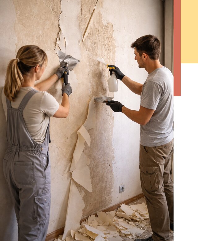 Снятие старых обоев в Ялте от 5363 руб. под ключ недорого | ОТДЕЛОЧНИК-Ялт