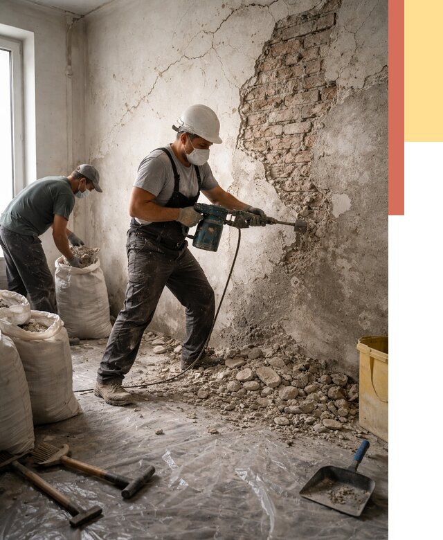 Демонтаж штукатурки со стен в Ялте от 7356 руб/м² — быстро и недорого | ОТДЕЛОЧНИК-Ялт