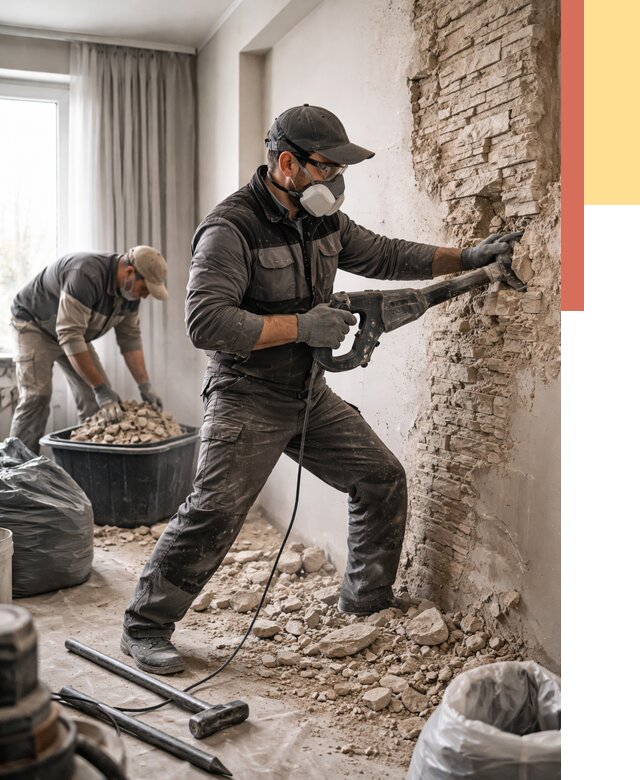 Демонтаж декоративного камня в Ялте от 1481 руб/м² — быстро и недорого | ОТДЕЛОЧНИК-Ялт