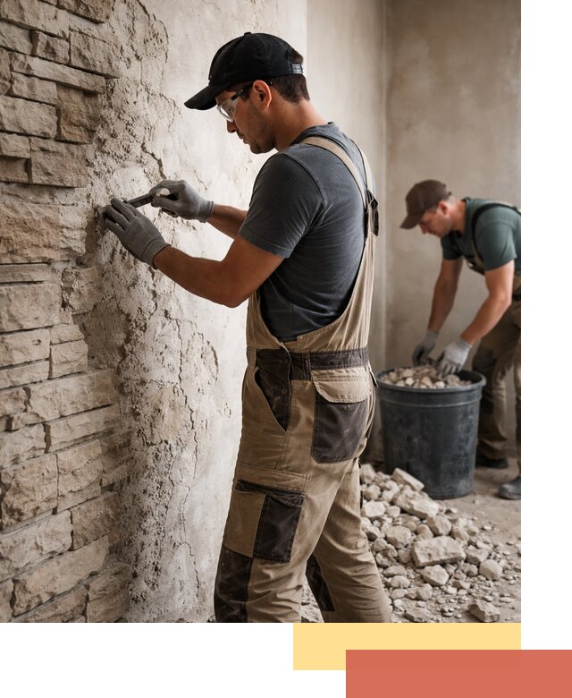 Демонтаж декоративного камня в Ялте профессионально и безопасно