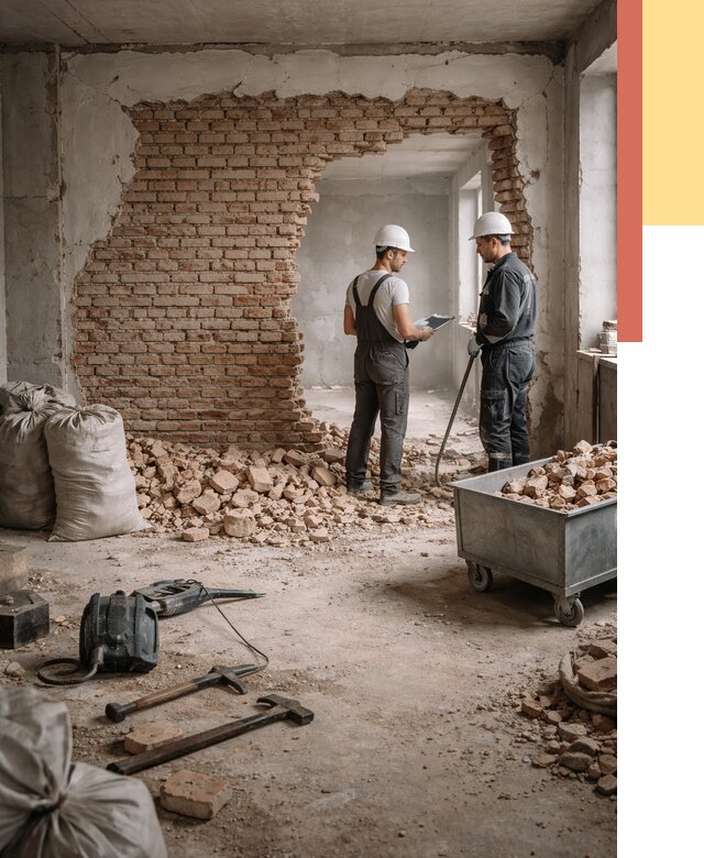 Демонтаж кирпичных стен в Ялте от 4291 руб. — быстро, недорого, под ключ | ОТДЕЛОЧНИК-Ялт