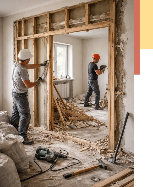 Демонтаж деревянных перегородок в Ялте от 3269 руб. — быстро и недорого | ОТДЕЛОЧНИК-Ялт