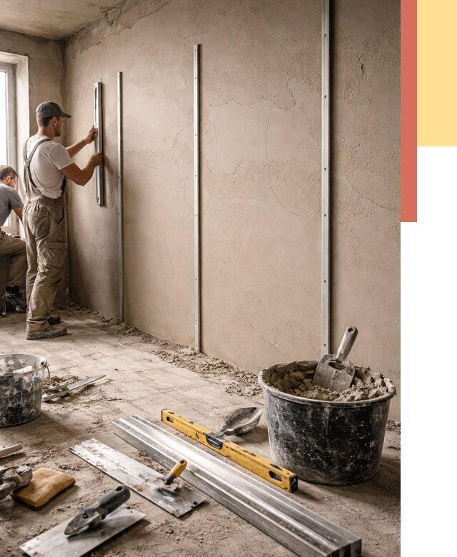 Штукатурка стен по маякам в Ялте от 5619 руб./м² — выравнивание под ключ | ОТДЕЛОЧНИК-Ялт