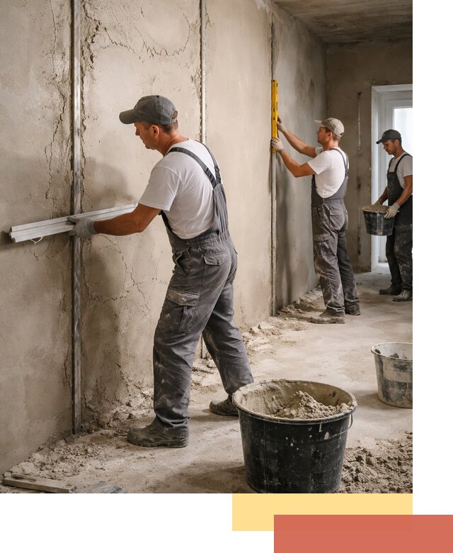 Штукатурка стен по маякам в Ялте — точная и ровная поверхность