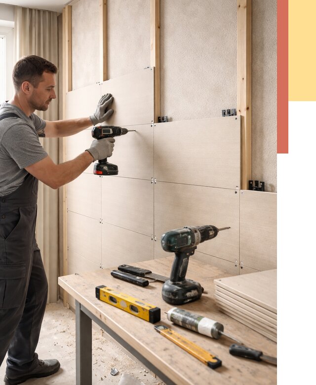 Монтаж МДФ панелей на стены в Ялте от 1277 руб. под ключ | ОТДЕЛОЧНИК-Ялт