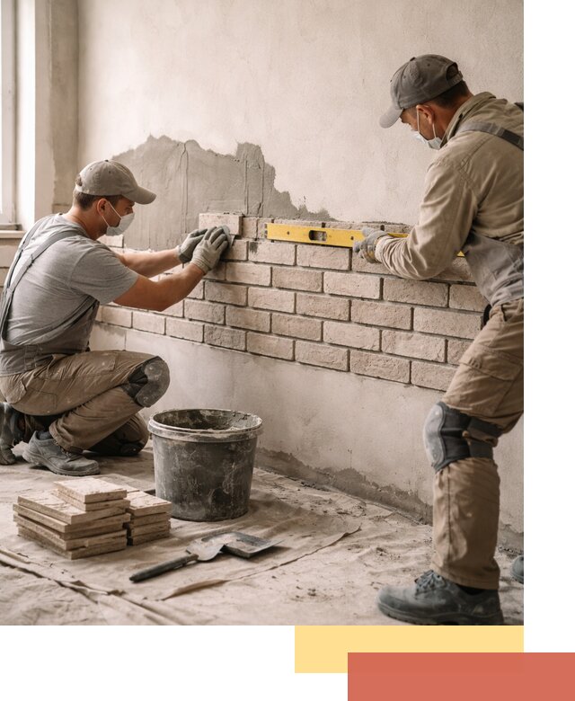 Монтаж декоративного кирпича профессионально в Ялте