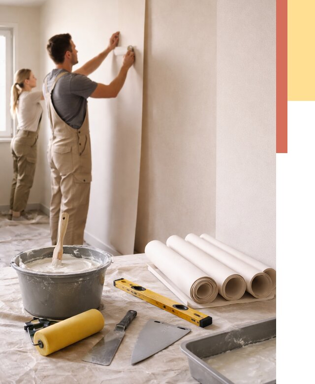 Поклейка бумажных обоев в Ялте от 5619 руб./м2 — быстро и недорого | ОТДЕЛОЧНИК-Ялт