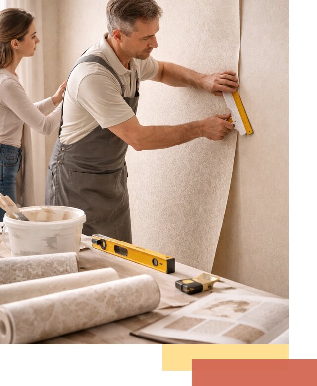 Поклейка обоев с подбором рисунка в Ялте