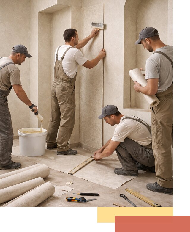 Поклейка обоев на сложные стены и неровные поверхности в Ялте