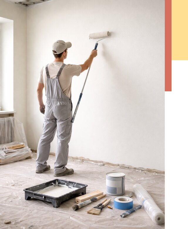 Покраска стен водоэмульсионной краской в Ялте от 460 руб. за м² | ОТДЕЛОЧНИК-Ялт