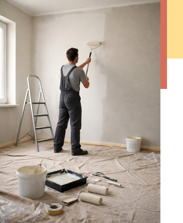 Покраска стен моющейся краской в Ялте от 358 руб./м² — быстро и недорого | ОТДЕЛОЧНИК-Ялт