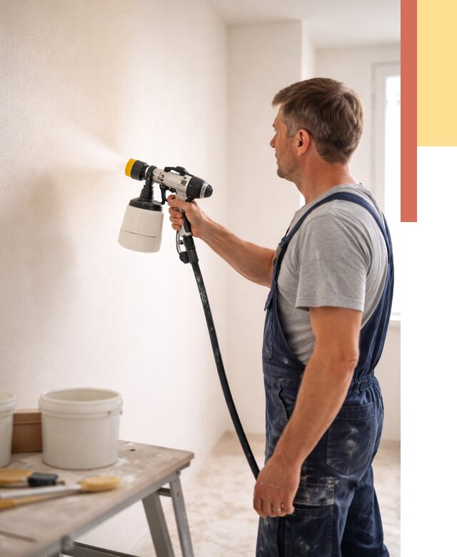 Покраска стен краскопультом в Ялте от 7662 руб. — механизированная покраска | ОТДЕЛОЧНИК-Ялт