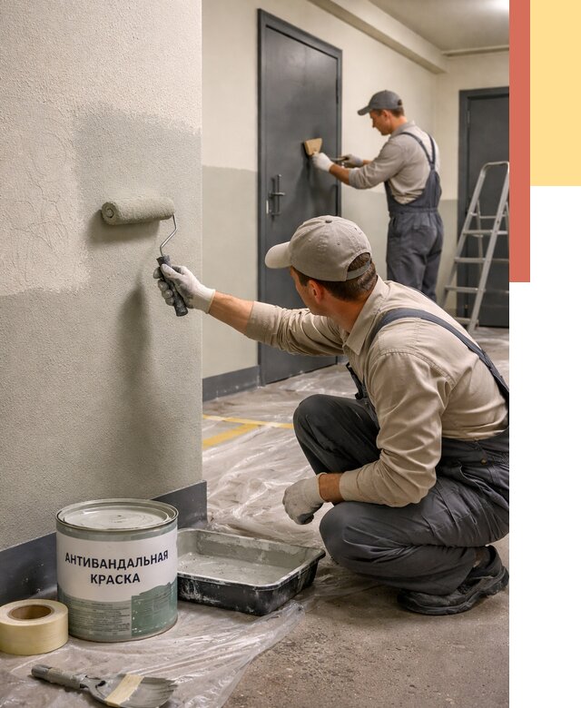 Покраска стен антивандальной краской в Ялте от 4597 руб./м² под ключ | ОТДЕЛОЧНИК-Ялт