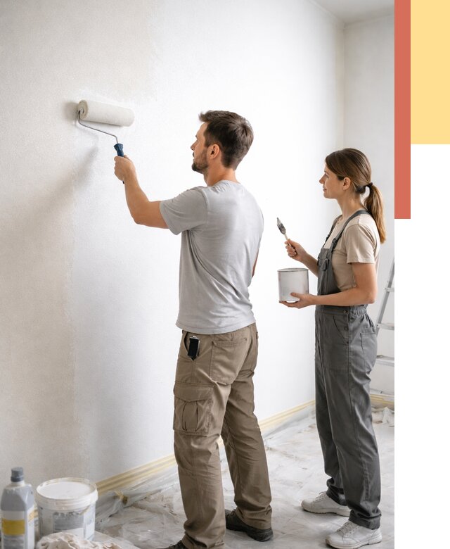 Окраска стен по стеклохолсту в Ялте от 4597 руб/м² под ключ | ОТДЕЛОЧНИК-Ялт