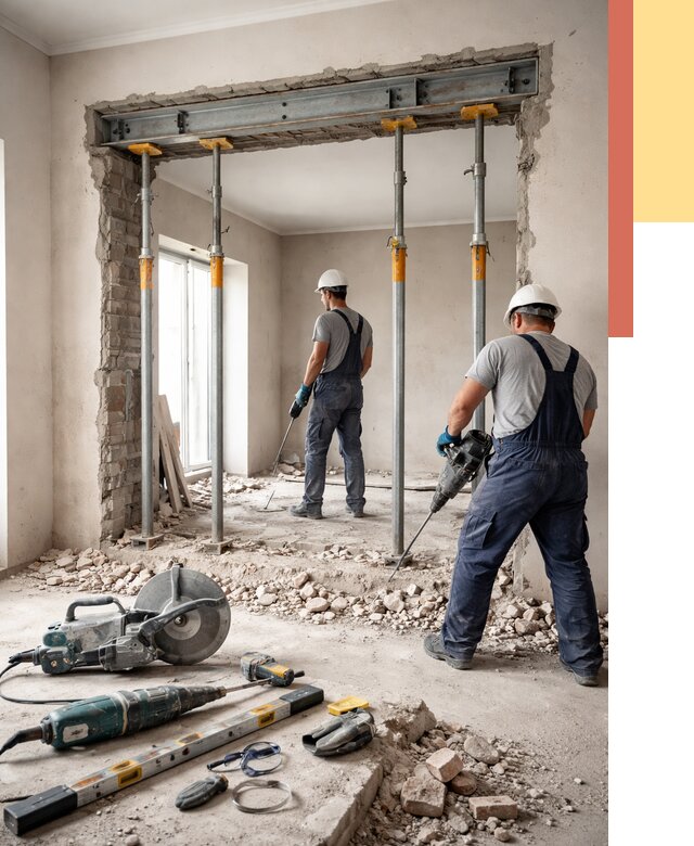 Прорезка проема в стене в Ялте от 4597 руб. — быстро и недорого | ОТДЕЛОЧНИК-Ялт