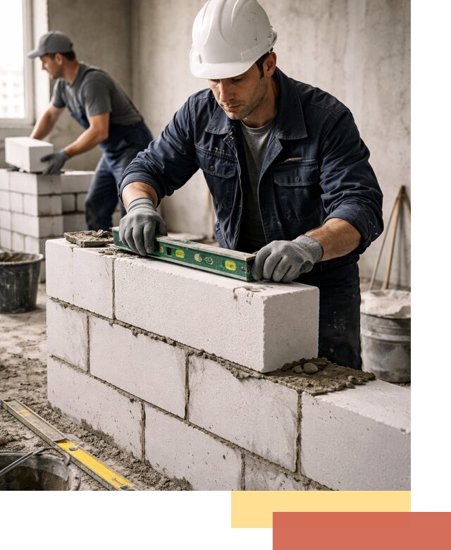 Кладка перегородок из пеноблока под ключ в Ялте