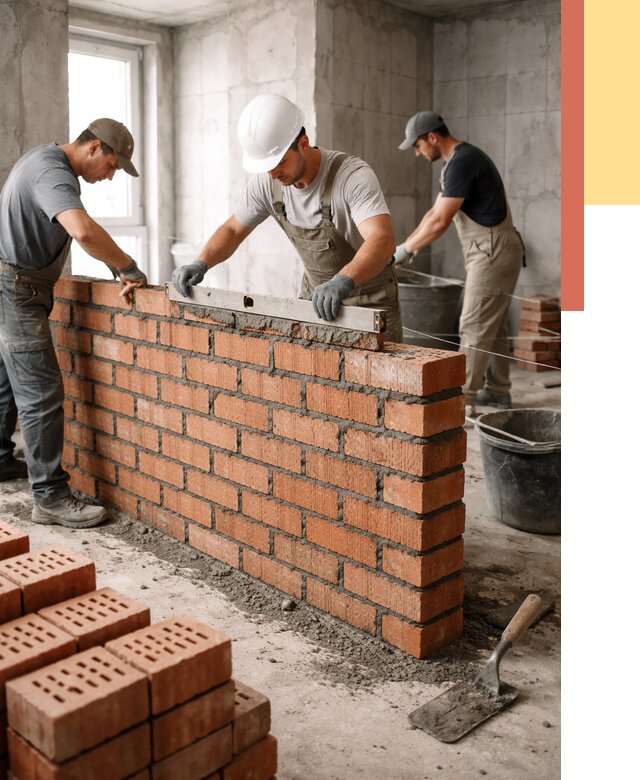 Кладка перегородок из кирпича в Ялте от 3576 руб. за м² | ОТДЕЛОЧНИК-Ялт