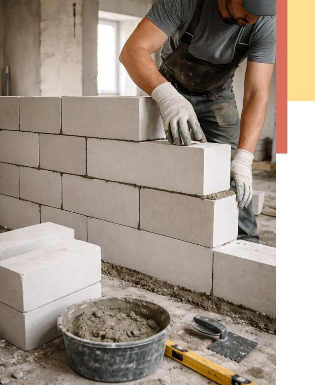 Кладка перегородок из силикатного блока в Ялте от 4086 руб. под ключ | ОТДЕЛОЧНИК-Ялт