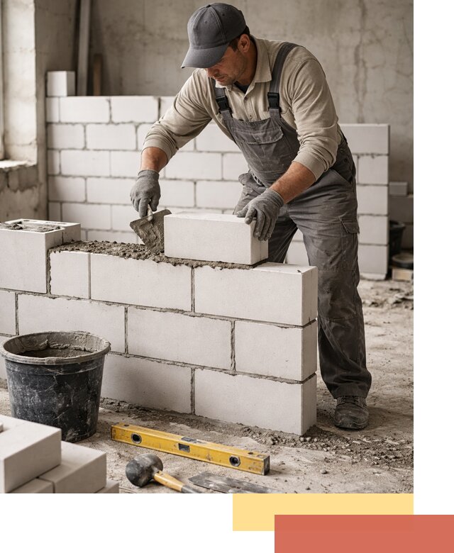 Кладка перегородок из силикатного блока в Ялте