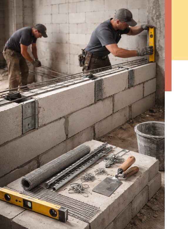 Армирование кладки перегородок в Ялте от 766 руб. под ключ | ОТДЕЛОЧНИК-Ялт