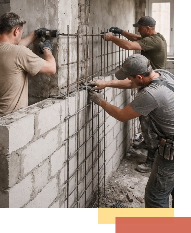 Армирование кладки перегородок в Ялте профессионально и надёжно