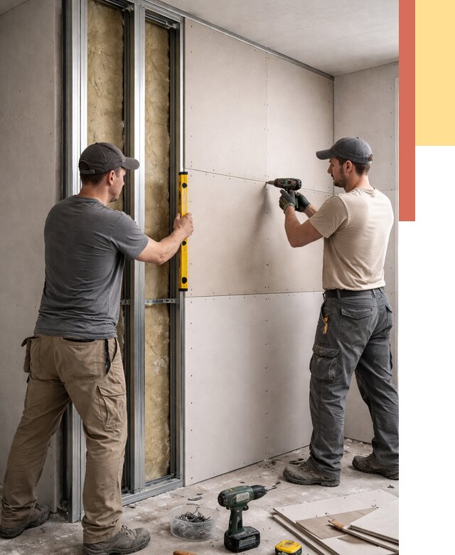 Монтаж двухслойной перегородки из гипсокартона в Ялте от 1481 руб. | ОТДЕЛОЧНИК-Ялт