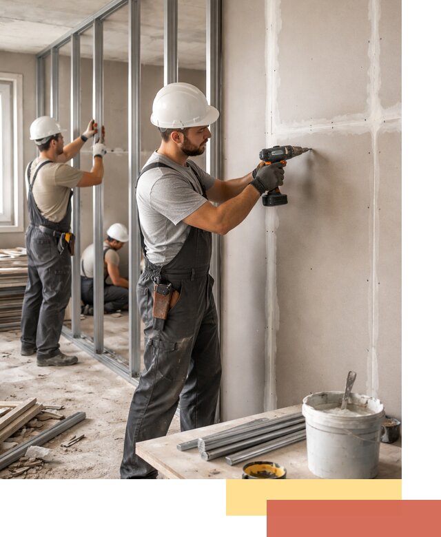 Перегородки из огнестойкого гипсокартона в Ялте под ключ