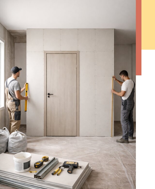 Перегородка из гипсокартона с дверью в Ялте от 4597 руб. под ключ | ОТДЕЛОЧНИК-Ялт