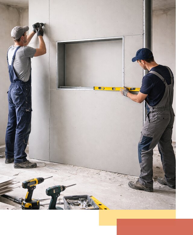 Перегородка из гипсокартона с нишей под декор в Ялте