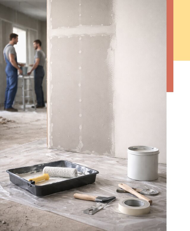 Покраска перегородок из гипсокартона в Ялте от 4597 руб. под ключ | ОТДЕЛОЧНИК-Ялт