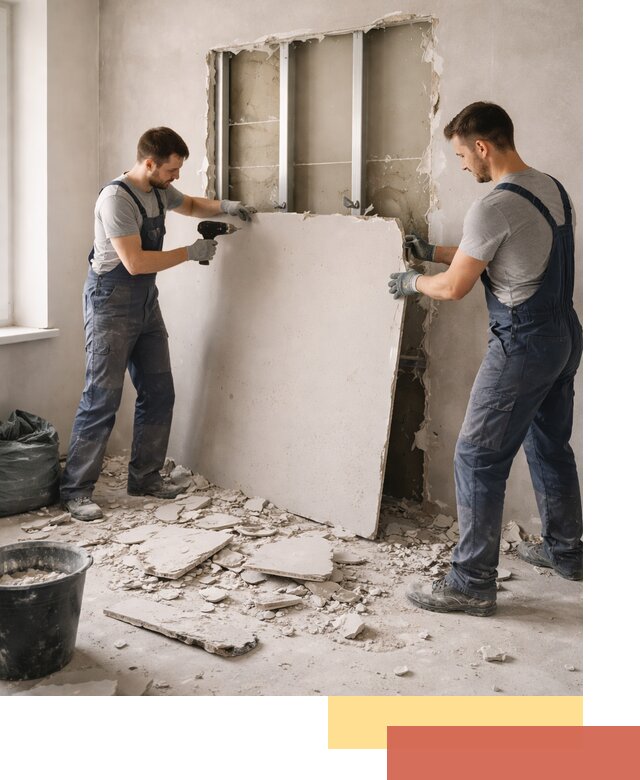 Демонтаж перегородки из гипсокартона в Ялте быстрый и аккуратный