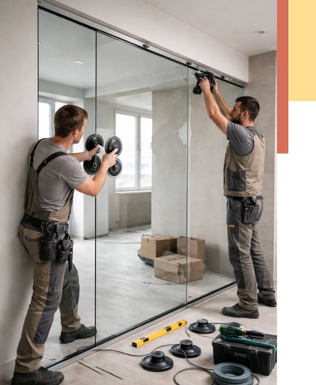 Монтаж стеклянных перегородок в Ялте от 6640 руб. | ОТДЕЛОЧНИК-Ялт