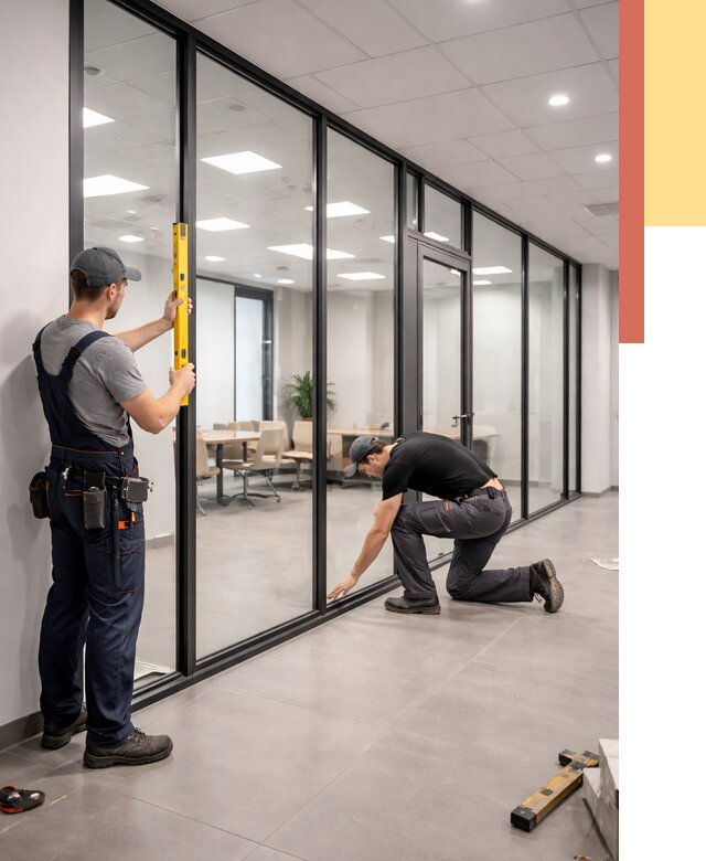 Каркасные стеклянные перегородки в Ялте под ключ от 9399 руб. | ОТДЕЛОЧНИК-Ялт