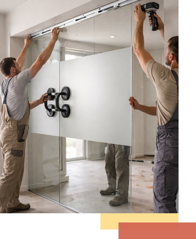 Матовые стеклянные перегородки под ключ в Ялте