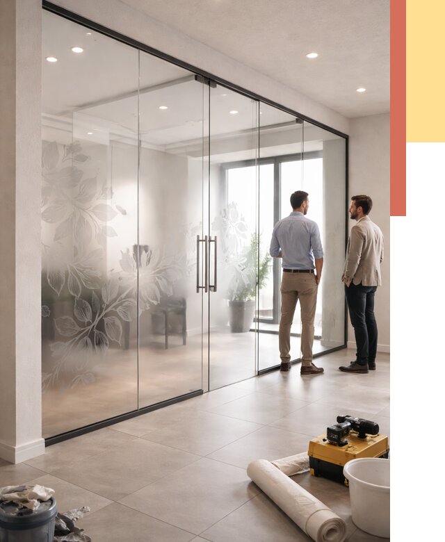 Стеклянные перегородки с рисунком в Ялте от 12770 руб. монтаж и нанесение | ОТДЕЛОЧНИК-Ялт