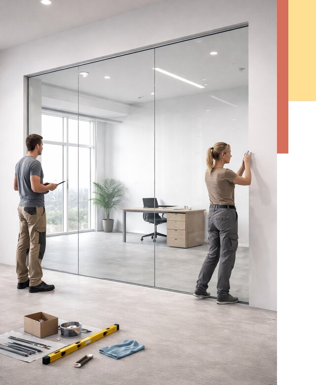 Перегородки из закаленного стекла в Ялте от 9705 руб. под ключ | ОТДЕЛОЧНИК-Ялт