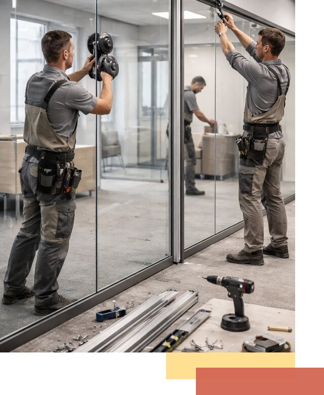 Стеклянные офисные перегородки под ключ в Ялте