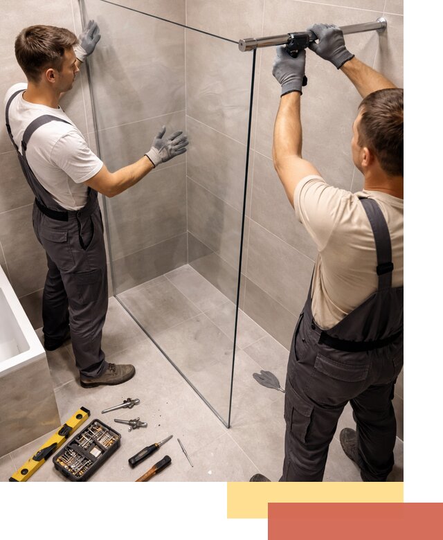 Стеклянные перегородки для душа в Ялте — изготовление и монтаж