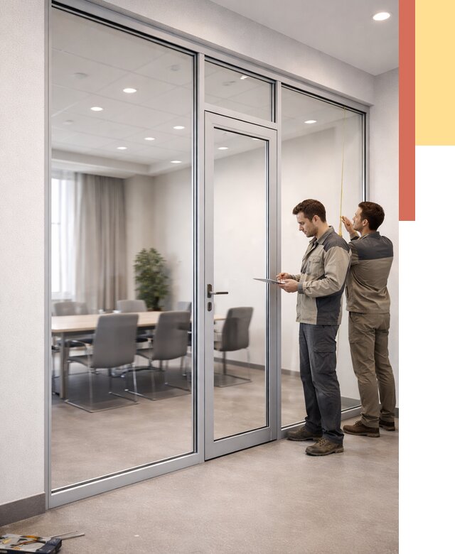 Установка и монтаж алюминиевых перегородок со стеклом в Ялте от 8377 руб. | ОТДЕЛОЧНИК-Ялт