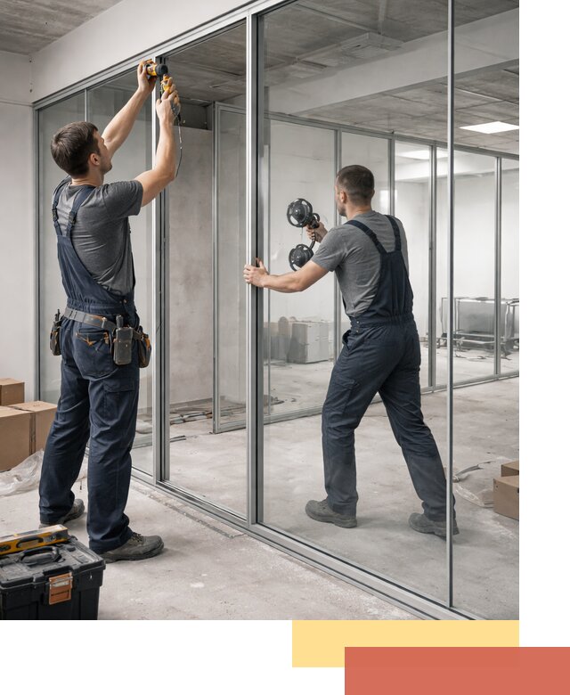 Алюминиевые перегородки со стеклом в Ялте — изготовление и монтаж