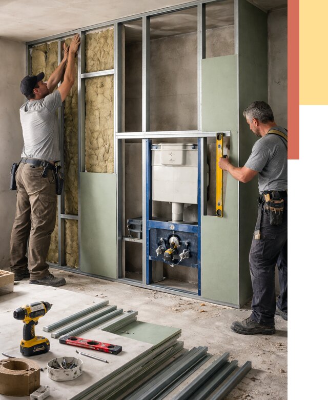 Установка сантехнических перегородок в Ялте от 8684 руб. | ОТДЕЛОЧНИК-Ялт