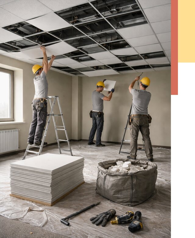 Демонтаж потолка Армстронг в Ялте от 4597 руб. быстро и недорого | ОТДЕЛОЧНИК-Ялт