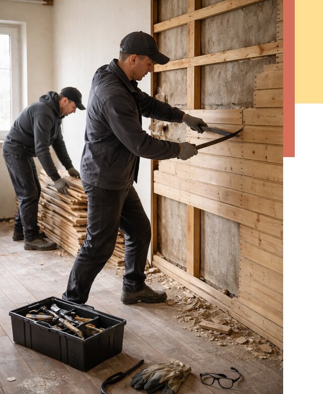 Демонтаж вагонки в Ялте от 3882 руб/м2 — быстро и недорого | ОТДЕЛОЧНИК-Ялт