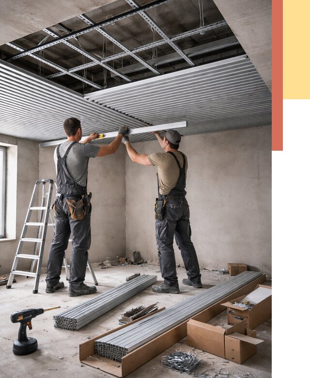 Монтаж реечного потолка в Ялте от 4597 руб. под ключ | ОТДЕЛОЧНИК-Ялт