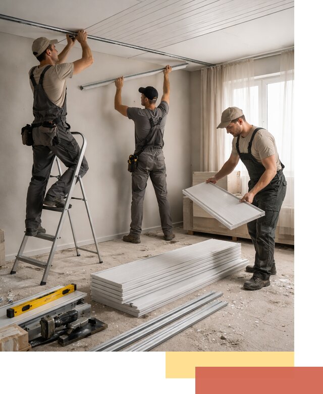 Монтаж потолка из ПВХ панелей в Ялте оперативно и качественно