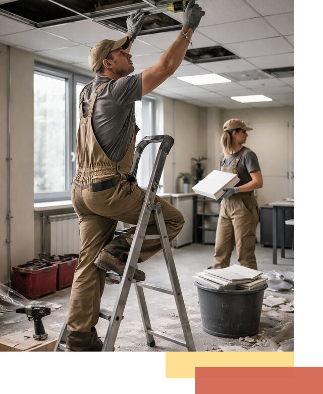 Ремонт потолка Армстронг и замена плит в Ялте