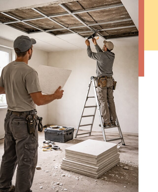 Замена плит подвесного потолка в Ялте от 1788 руб. быстро и недорого | ОТДЕЛОЧНИК-Ялт