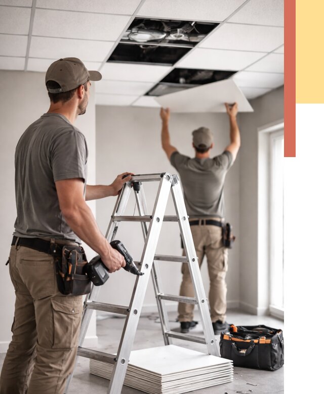 Обслуживание подвесного потолка в Ялте от 3576 руб. — быстро и недорого | ОТДЕЛОЧНИК-Ялт