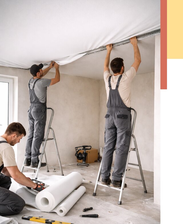 Монтаж тканевого натяжного потолка в Ялте от 3576 руб. под ключ | ОТДЕЛОЧНИК-Ялт