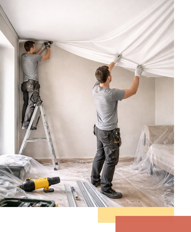 Монтаж тканевого натяжного потолка в Ялте недорого и быстро